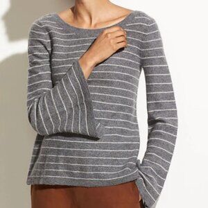 Vince Cashmere striped bell sleeve scoop neck low back sweater